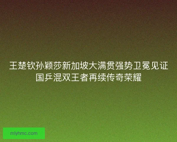 王楚钦孙颖莎新加坡大满贯强势卫冕见证国乒混双王者再续传奇荣耀 王楚钦孙颖莎新加坡大满贯强势卫冕见证国乒混双王者再续传奇荣耀