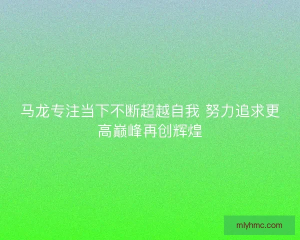 马龙专注当下不断超越自我 努力追求更高巅峰再创辉煌